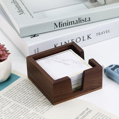 Buqoo 4x6 Notepad Holder Dispenser, Walnut Wood Sticky Notes Memo Pad Holder Dispenser Desk Supplies Organizer Accessories for Office Home Schools
