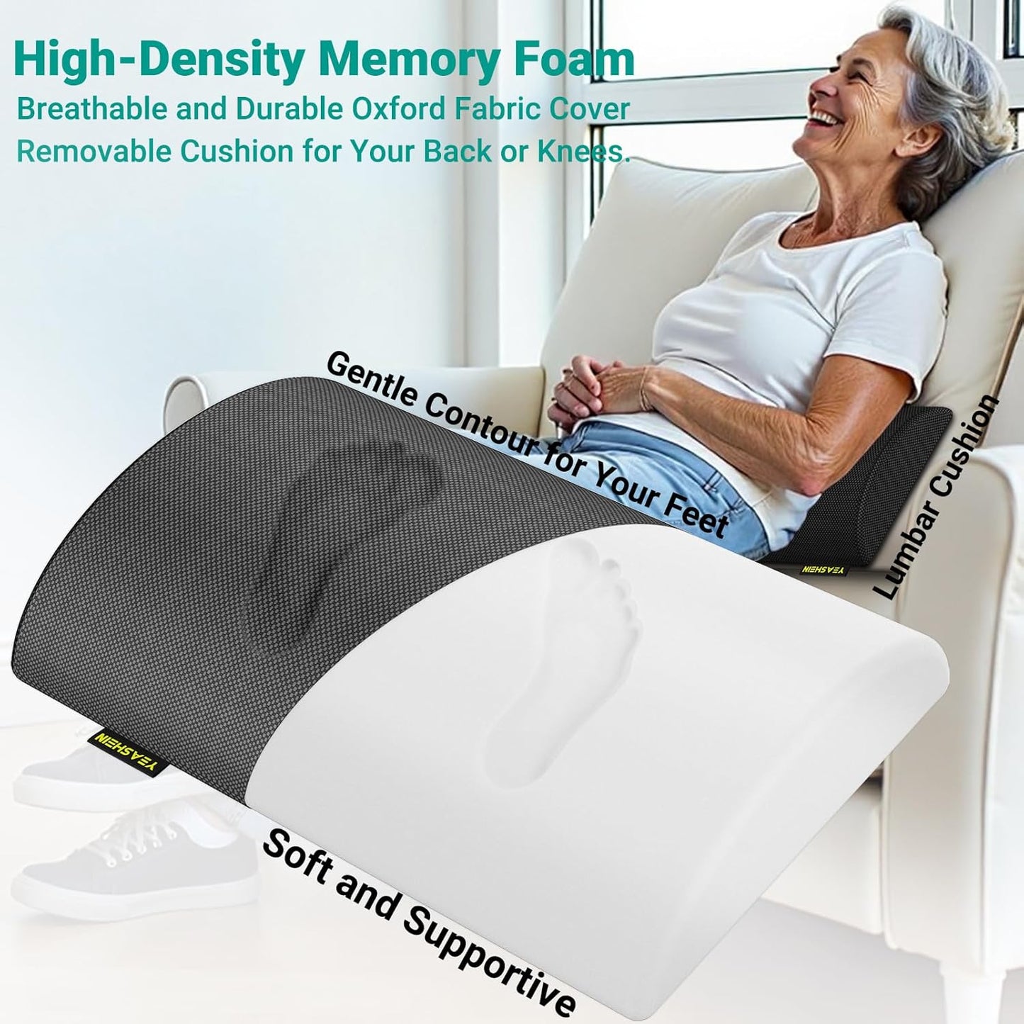 YEASHEIN Adjustable Foot Rest for Under Desk at Work, Ergonomic Under Desk Footrest with 6 Positions, Foot Stools for Under Office Desk Chair, Leg Rest for Home, Car, Computer, Gaming Accessories