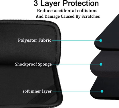 Laptop Case Sleeve 15.6 inch, Durable Shockproof Protective Computer Carrying Cover with Front Pocket, Briefcase Handbags Laptop Sleeve Bag for 15.6 inch HP, Dell, Acer, Asus, Notebook, Black