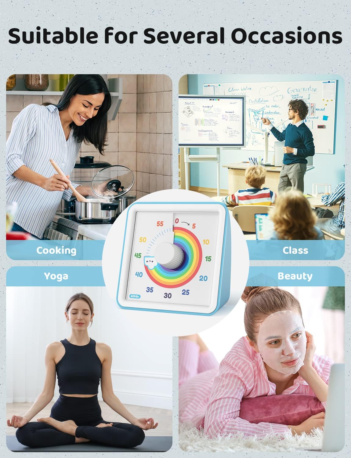 LIORQUE 60 Minute Visual Timer for Kids, Visual Countdown Timer for Classroom Office Kitchen with 'Space Ship' Pattern Design, Pomodoro Timer with Silent Operation (Batteries Included)