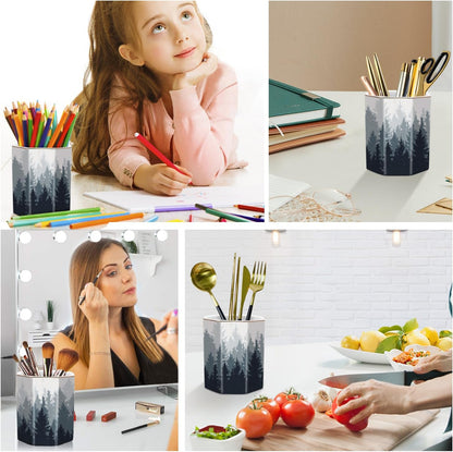 Pen Holder, Pencil Holder for Desk, Marble Desk Organizer Cute, Durable Ceramic Pencil Cup, Decorative Makeup Brush Holder Cup, Stationery Holder for Office, Home, Gray Marble