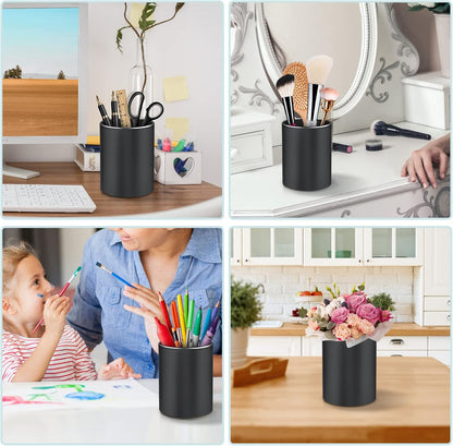 Pen Holder Pencil Holder for Desk, Metal desk pen holder, Makeup Brush Holder, pencil cup, pen organizer for desk, for Office, School, Home, and Kids 3.9×3.14inch（Silver）