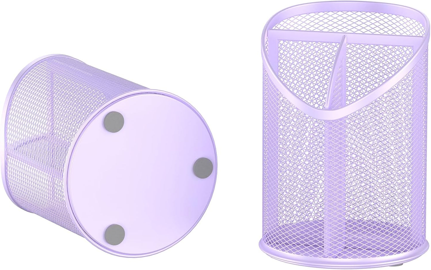 Delifox 2 Pack Pen Holder Mesh Round Pencil Holder Desktop Organizer 3 Compartments, Black