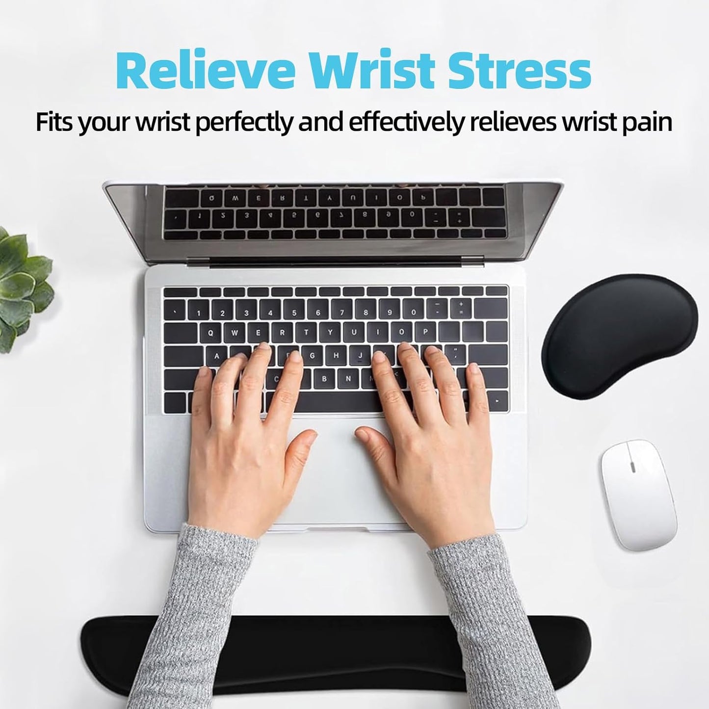MXCOIRTP Wrist Rest for Mouse, Ergonomic Memory Foam Wrist Cushion Support Pad, Mouse Wrist Pad with Non-Slip Base for Typing Pain Relief, Office, Home, Gaming, Computer, Black