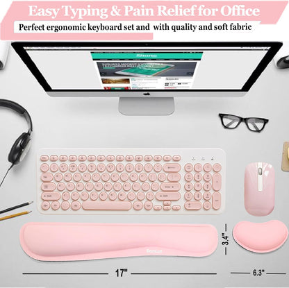 Keyboard Wrist Rest, BamLue Memory Foam Pad Set for Easy Typing & Pain Relief for Laptop, Office & Home, Ergonomic Sets for Keyboard, Gel Mouse Wrist Rest, Smooth Fiber Cushion Wrist Support-Black