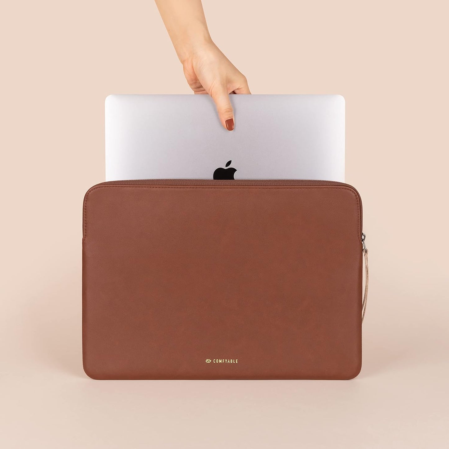 Comfyable Slim Protective Laptop Sleeve Compatible with 13/14 Inch MacBook Air & MacBook Pro M5/M4/M3/M2 Pro/Max 2026, Mac Travel Case, Laptop Pouch, Slim PU Leather Cover, Brown