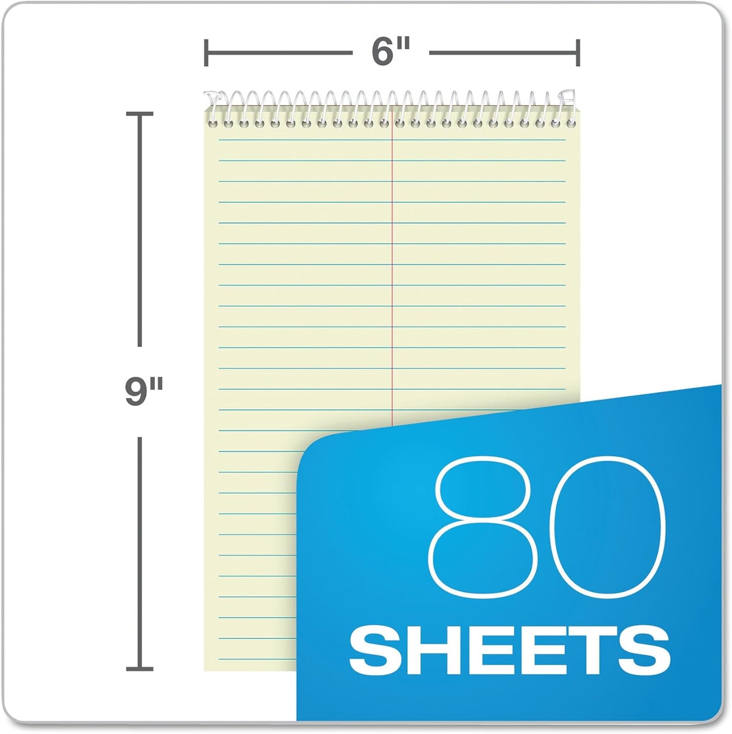 TOPS Steno Pads 4 Pack, 6" x 9" Spiral Steno Notebooks, Gregg Rule for lists, 80 Sheets Each, White Paper, Assorted Covers, Take Notes for School, College, Work, Office (80220)