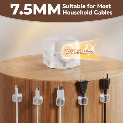 12Pack Rotatable Cord Organizer,Spring Cable Clips Desk Cable Management Cord Holder Adhesive Phone Charger Cord Clips for Home Office Car Wall Nightstand Accessories, Clear