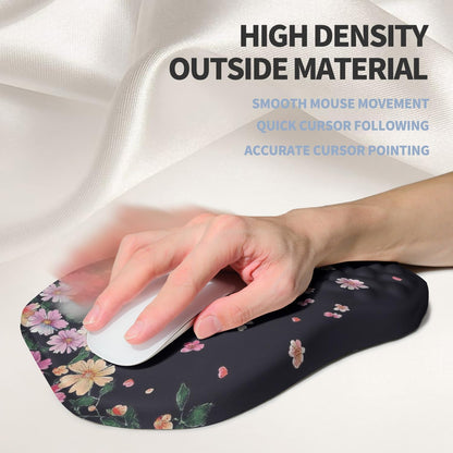 Ergonomic Raised Mouse Pad Wrist Support with Bilateral Slope Memory Foam Mousepad for Wrist Rest and Carpal Tunnel Pain Relief 11.8x7.9〃 Black