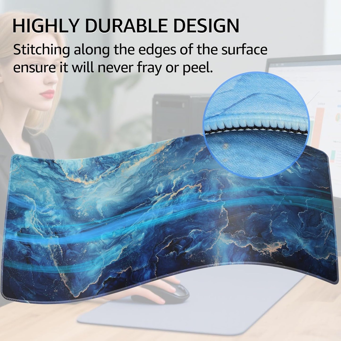KTRIO Large Gaming Mouse Pad Desk Mat, Superior Micro-Weave Cloth for Precise Mouse Control, Non-Slip Rubber Base, Stitched Edges, Water-Resistant, for Gamer, Office & Home, 31.5" x 11.8" inches