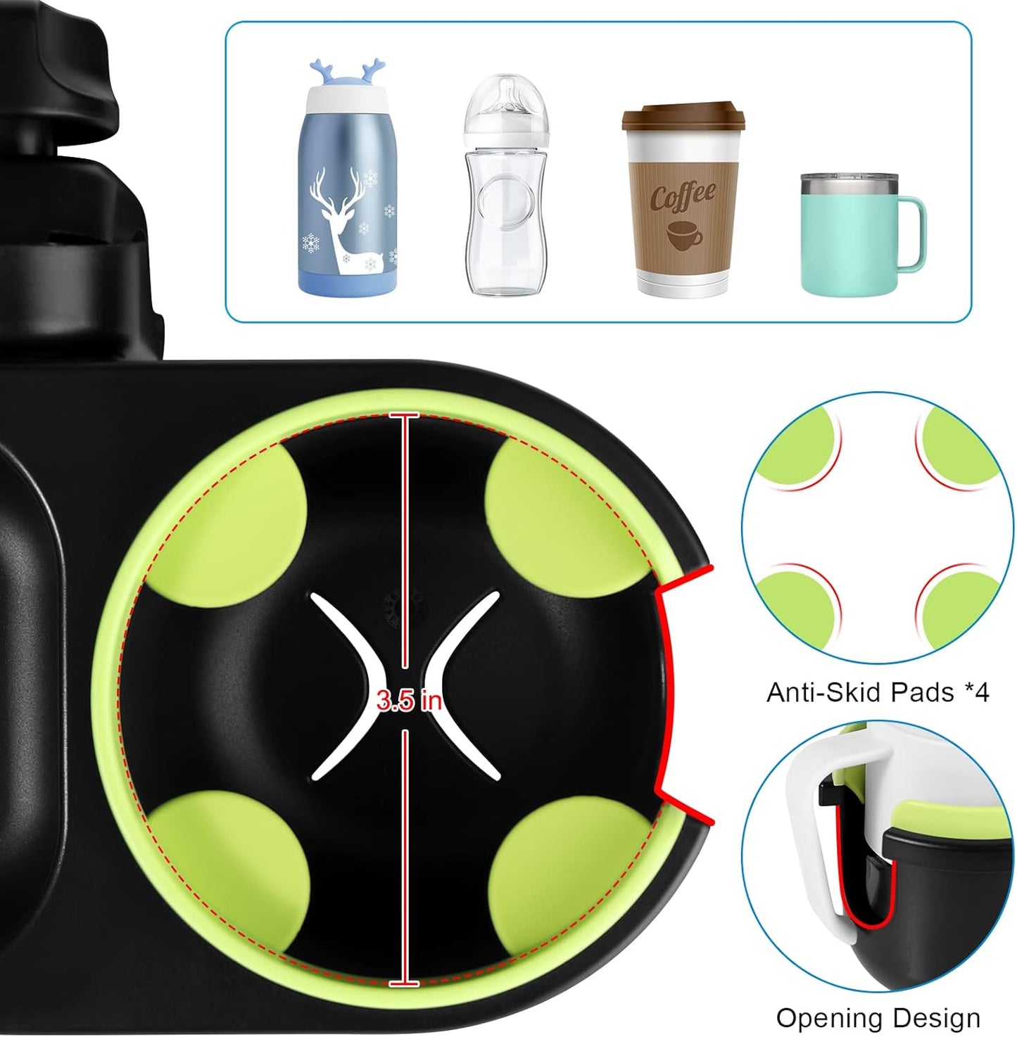 Accmor Stroller Cup Holder, Universal Cup Holder for Uppababy Nuna Doona Strollers, Bottle Drinks Holder for Wheelchair, Walker, Bike, Scooter