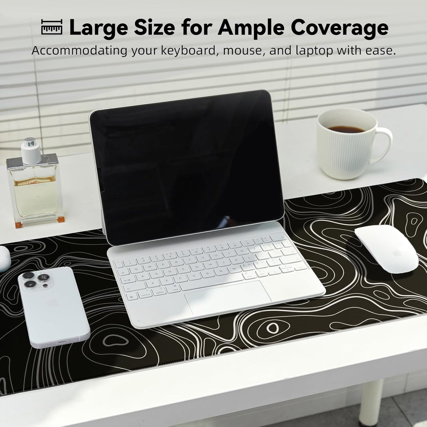 Reniteco Waterproof Large Gaming Mouse Pad with Durable Stitched Edges, Non-Slip Rubber Base, Grainy Jacquard Mouse Mat Desk Pad for Home Office Gaming, 31.5''x11.8''x0.12'', Matte Beige