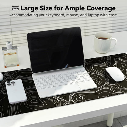 Reniteco Waterproof Large Gaming Mouse Pad with Durable Stitched Edges, Non-Slip Rubber Base, Grainy Jacquard Mouse Mat Desk Pad for Home Office Gaming, 31.5''x11.8''x0.12'', Matte Beige