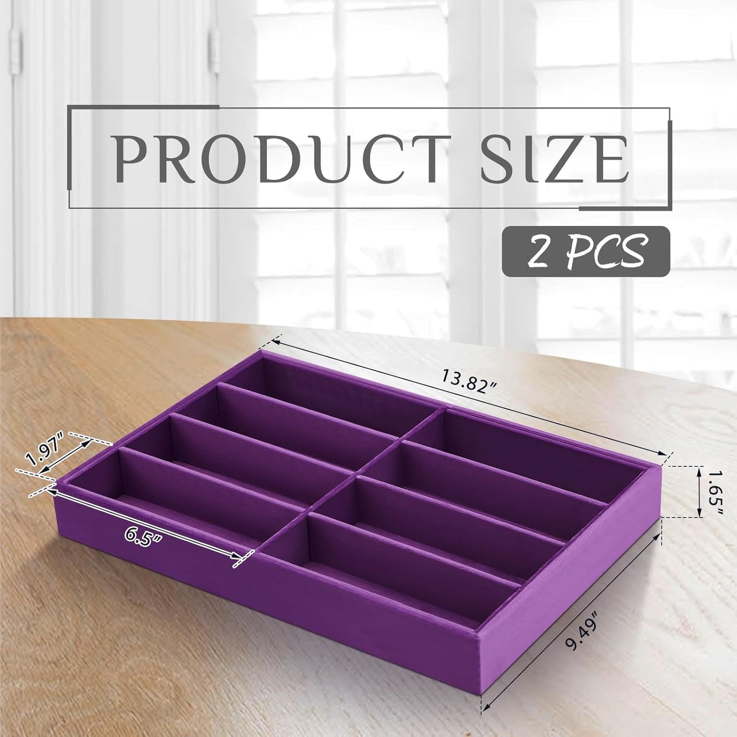 Amylove 2 Pcs Sunglass Organizer Trays Glasses Stackable Jewelry Trays Sunglass Organizer Display Box(8 Grids,Beige)