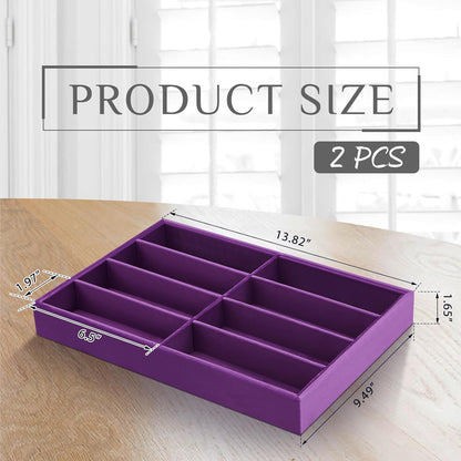 Amylove 2 Pcs Sunglass Organizer Trays Glasses Stackable Jewelry Trays Sunglass Organizer Display Box(8 Grids,Beige)