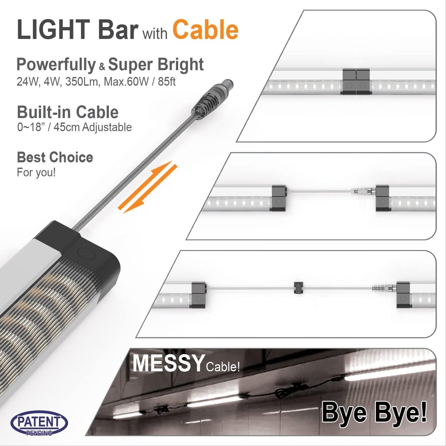 EBD LED Light Bar Built-in Adjustable Cable 12 Pcs Corner Input Under-Counter Light fixtures Work Bench linkable Touch Lights 3000K 5400 Lm Super Bright for Pantry Garage Shelves Closet Shelf