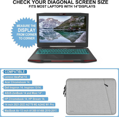 Laptop Sleeve Case 13.3 inch, Shockproof Protective Computer Cover with Accessories Pocket, Portable Laptop Bag Compatible with MacBook Air/Pro 13-13.3 inch, Compatible for MacBook Pro 14 inch, Black | Shockproof