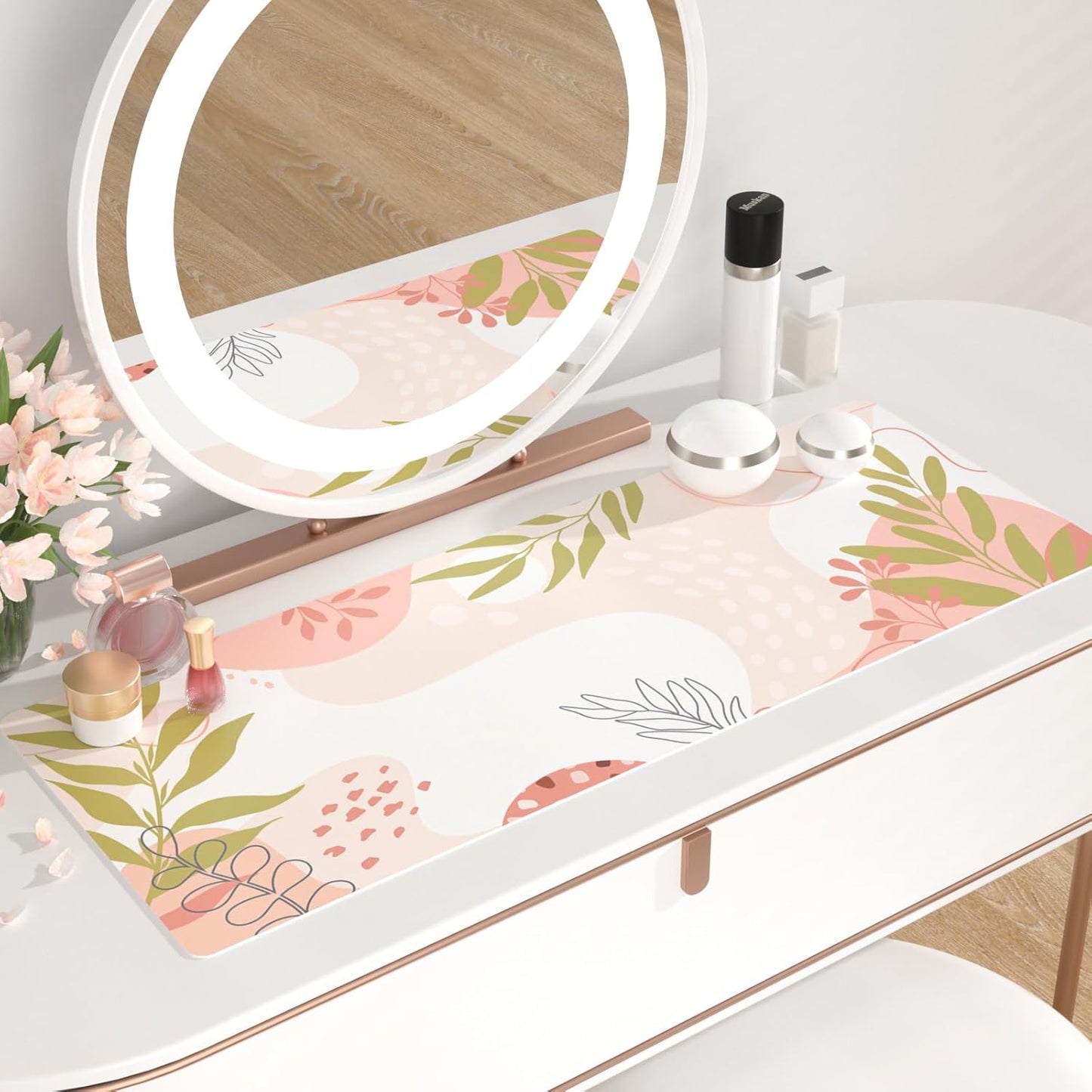 QIYI Large Mouse Pad, Cute Pink Desk Mat for Desktop, Women Girls PU Leather Desk Pad Waterproof Gaming Mousepad, Rose Gold Marble Computer Protector Writing Pad for School Office Home 31.5" x 15.7"