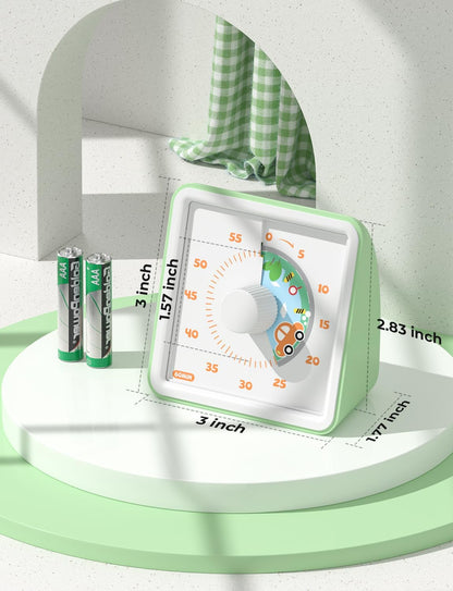 LIORQUE 60 Minute Visual Timer for Kids, Visual Countdown Timer for Classroom Office Kitchen with 'Space Ship' Pattern Design, Pomodoro Timer with Silent Operation (Batteries Included)