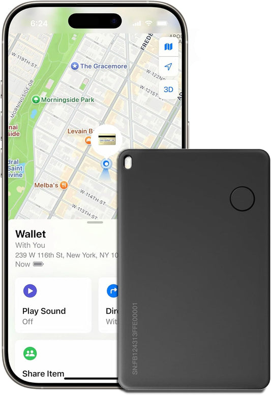 Wallet Tracker Card, Rechargable, Works with Apple Find My, iPhone (iOS Only), Bluetooth Item Locator for Luggage, Bags, Passport, IP68 Waterproof (1 Pack)