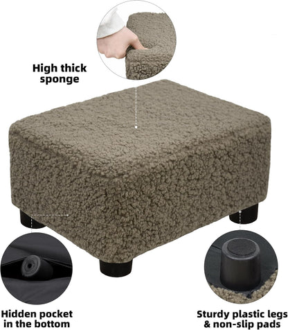 CAROLMADE Small Foot Stool Ottoman Footstool with Legs Under Desk Footrest for Living Room Bedroom and Office, Soft Ivory White
