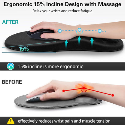 Mouse Wrist Rest, Canjoy 2 Pack Memory Foam Soft Fabric Mouse Wrist Rest Pad Support Cushion with Anti-Skid Rubber Base,Ergonomic Pain Relief Mouse Hand Rest (Black)