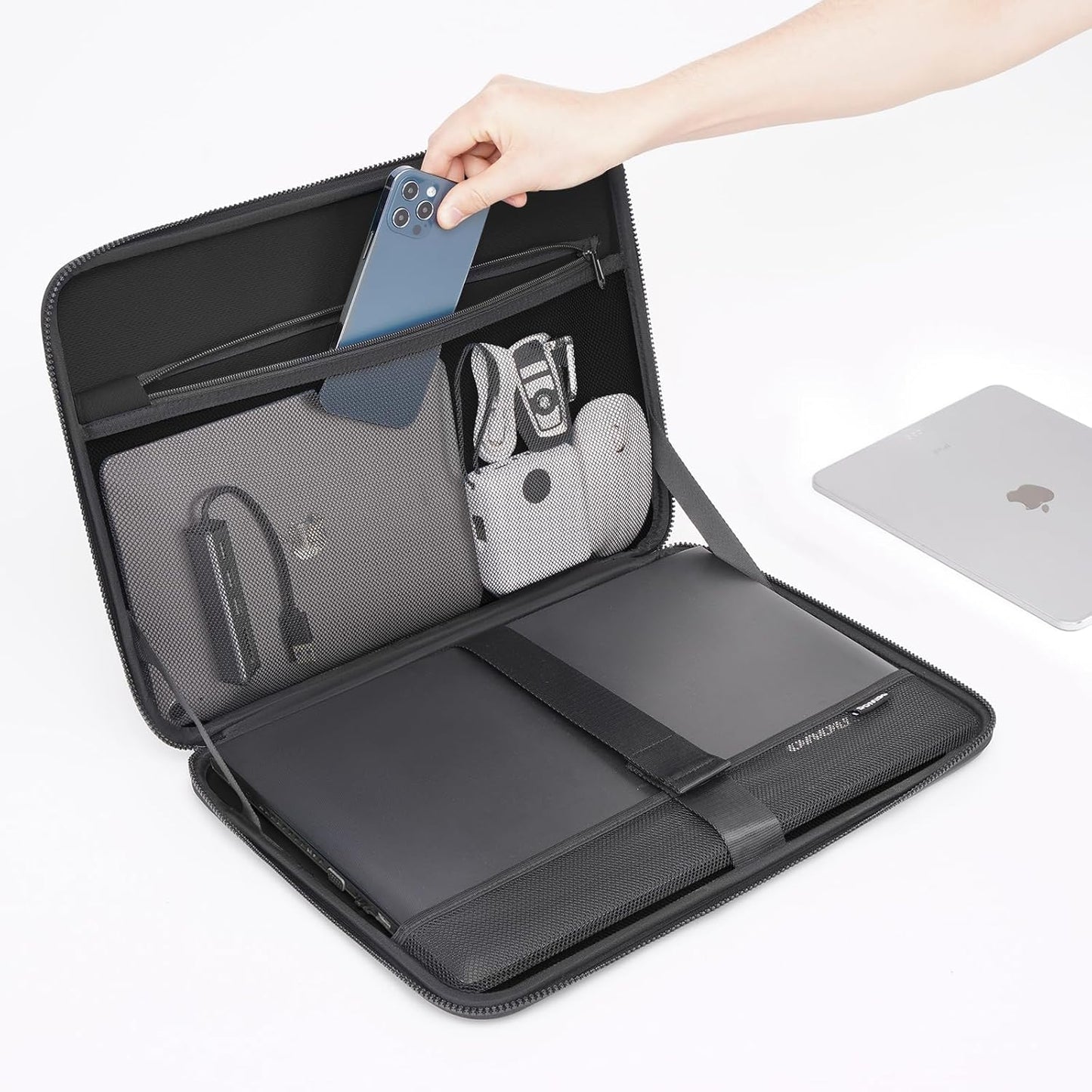 DOMISO 15.6 inch Laptop Sleeve with Handle Shockproof Computer Bag Waterproof EVA Protective Carrying Case for 15.6" Lenovo Yoga 720 IdeaPad 310 320 ThinkPad T570/Dell Inspiron 15/HP Envy 15, Black