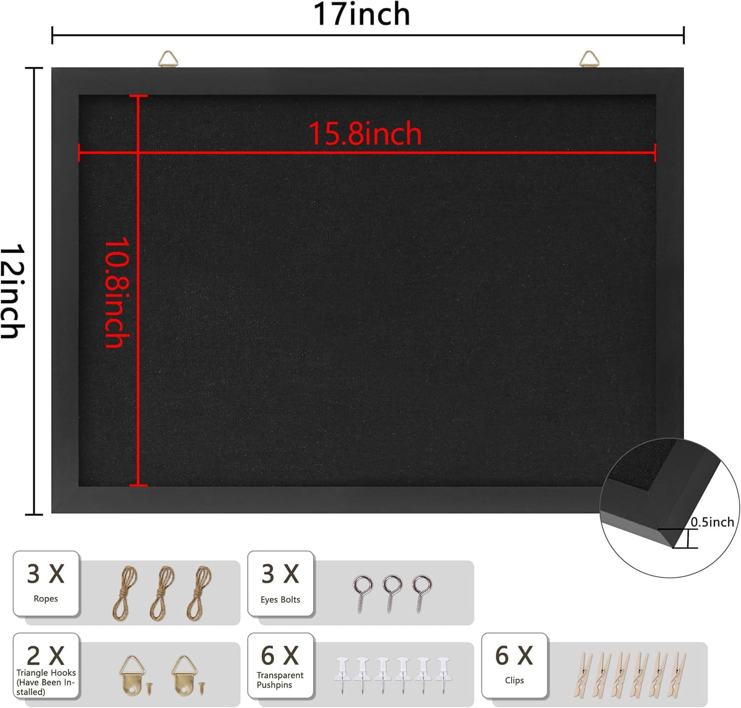 DAHAPYBOO Cork Board with Linen White,Bulletin Board 17"x12" Hanging Corkboards for Office Home School Message Board or Vision Board Decoration.
