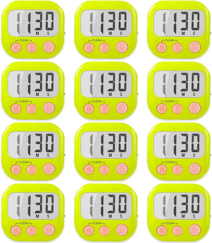 2 Pack Digital Kitchen Timer for Cooking Big Digits Loud Alarm Magnetic Backing Stand Cooking Timers for Baking White