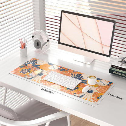 QIYI Large Mouse Pad, Cute Pink Desk Mat for Desktop, Women Girls PU Leather Desk Pad Waterproof Gaming Mousepad, Rose Gold Marble Computer Protector Writing Pad for School Office Home 31.5" x 15.7"