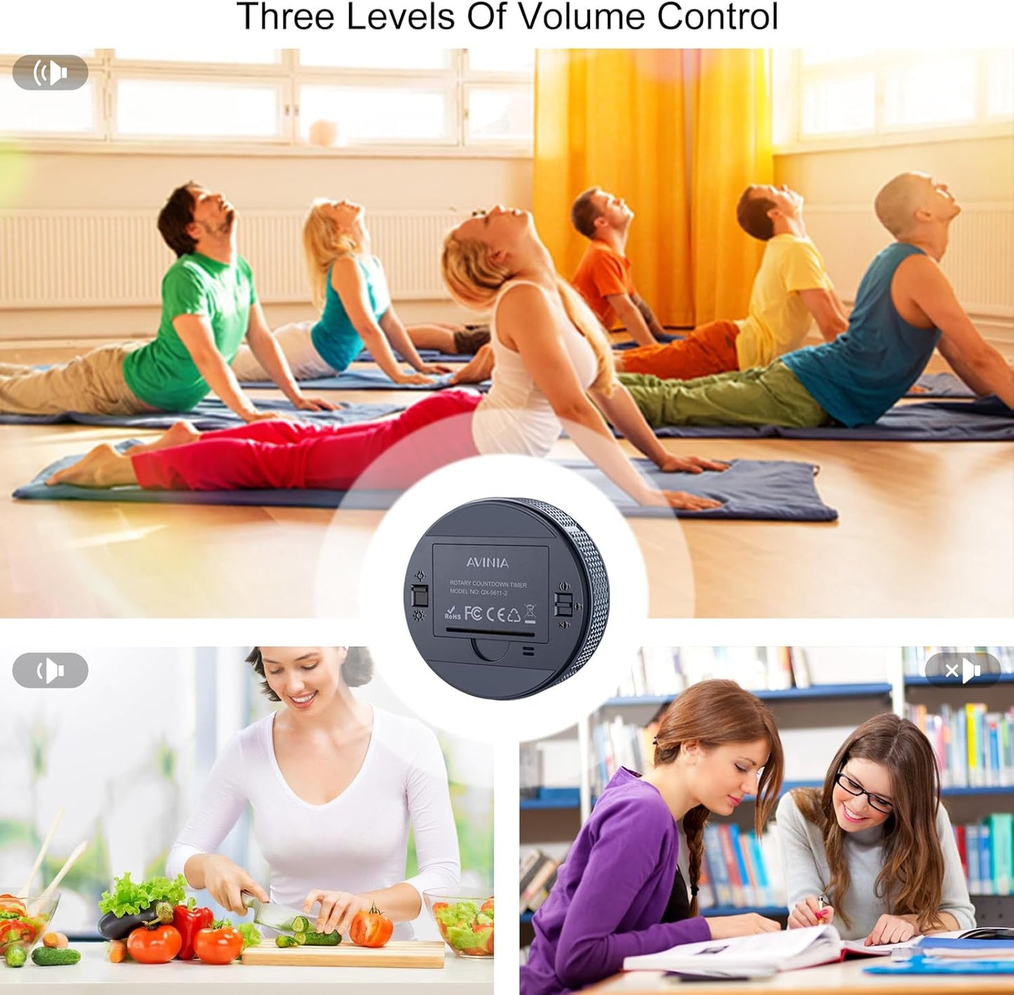 AVINIA Digital Kitchen Timers, Visual timers Large LED Display Magnetic Countdown Countup Timer for Classroom Cooking Fitness Baking Studying Teaching, Easy for Kids and Seniors White