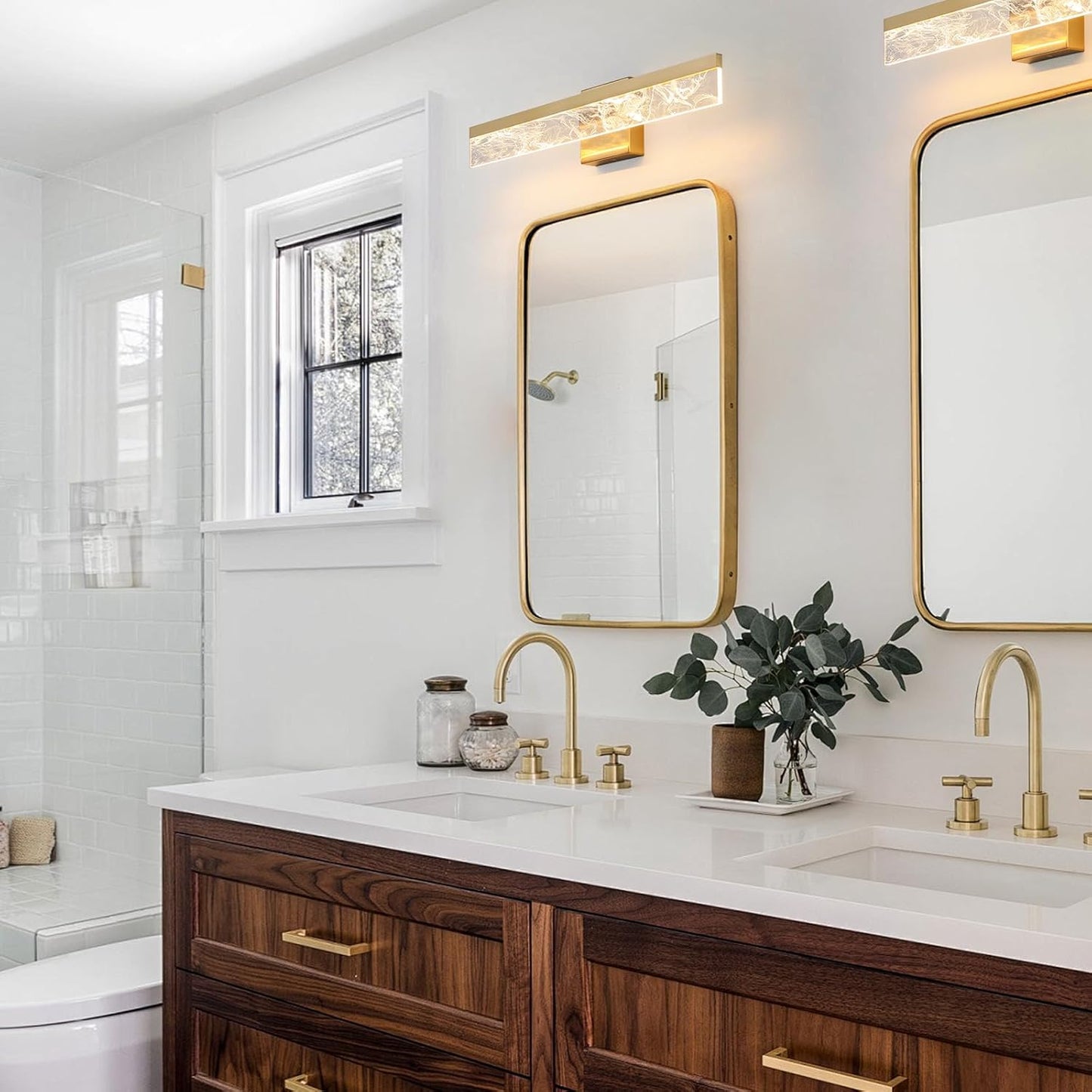 AIJIASI 39-Inch Brushed Gold Vanity Light Fixture, 28W Dimmable LED Modern Light Bar for Bathroom Mirror, Restroom, Bedroom (3000K)