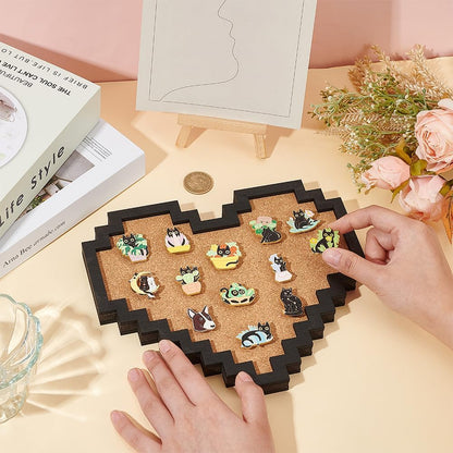BENECREAT Pin Board Square Cork Board, 0.8inch Thick Bulletin Display Board Wall Mounted Cork Board for Brooch Pin Storage, Office Home Festival Wedding Decor, 7.8x7.8inch