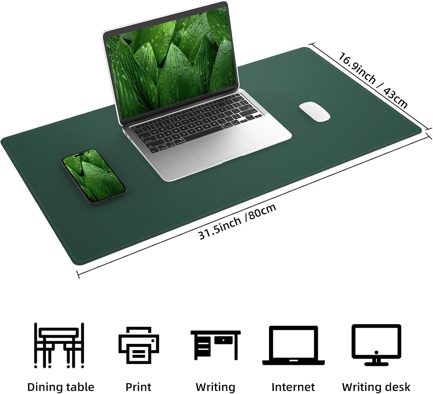 AFIING Large Desk Mat 47" x 17", Dual-Sided Natural Cork & PU Leather Desk Pad, Non-Slip Waterproof Mouse Pad for Office, Home & Gaming, Black