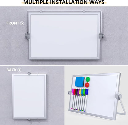 Small Dry Erase White Board, Magnetic Desktop Whiteboard with Stand, Dry Eease Board Mini Easel Double Sided on Table Top with Holder for Kids Drawing, Teacher Instruction