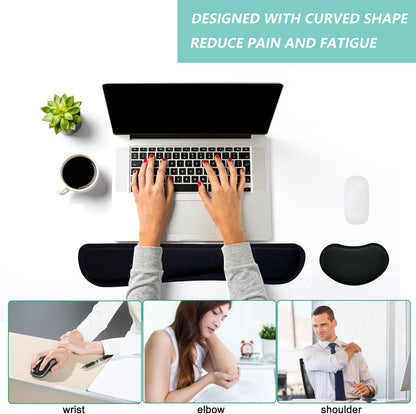 Keyboard Wrist Rest Mouse Wrist Support Set, Memory Foam Wrist Rest Pad for Computer Laptop Keyboard Mouse, Ergonomic Wrist Cushion Support for Typing Pain Relief, Gaming Home Office, Flowers Grass