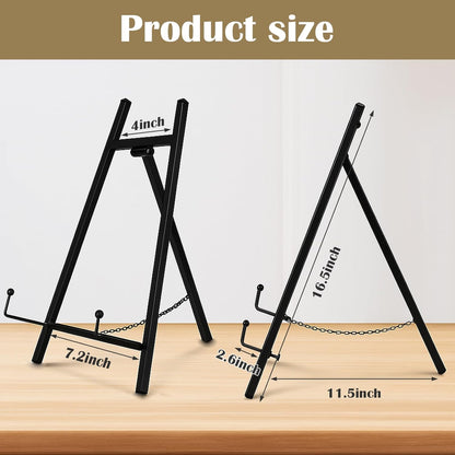Falling in Art Metal Easel Stand, 16.5" Table Top Easel Stand for Display, Tripod Mirror Plate Stand Holder for Photos, Books and Wedding Signs, Gold