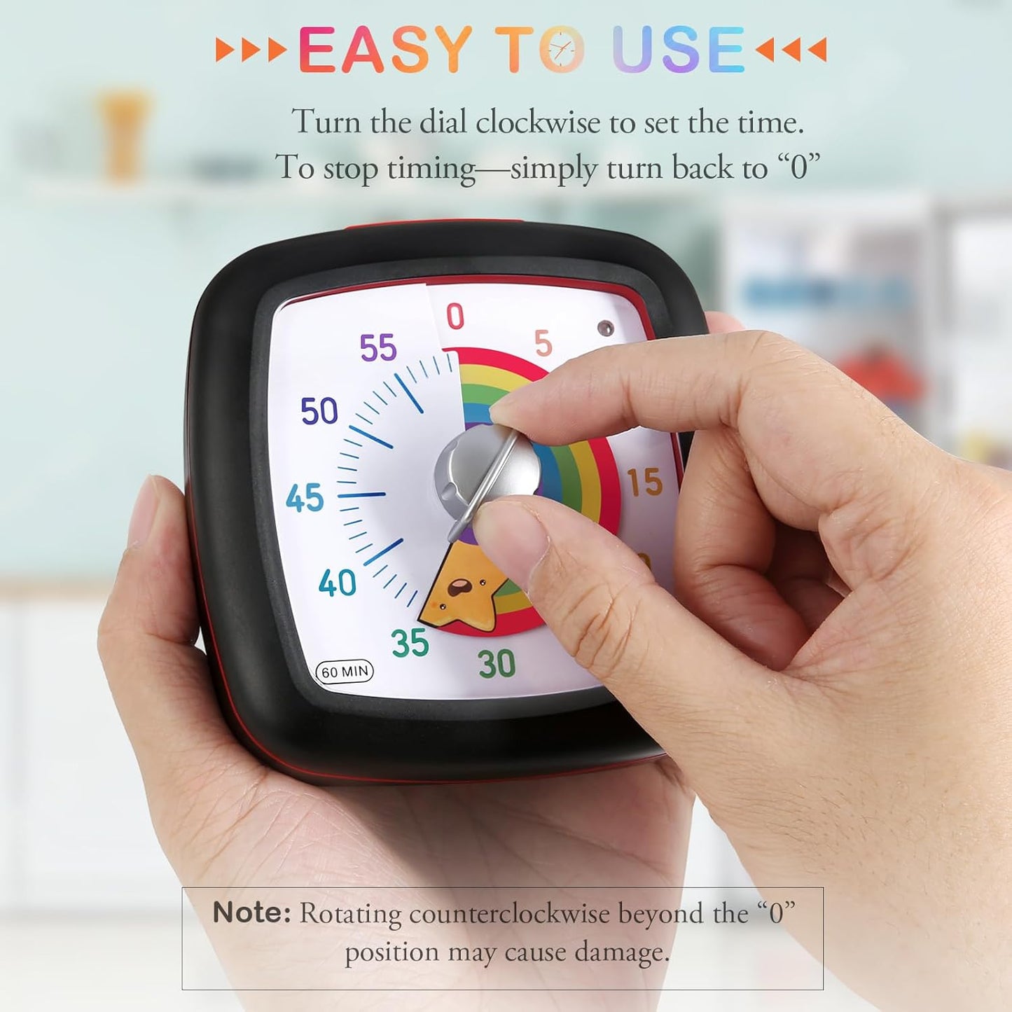 Secura 60-Minute Visual Timer, Silent Study Timer for Kids and Adults, Time Clocks, Time Management Countdown Timer for Teaching (Black & Cloud)