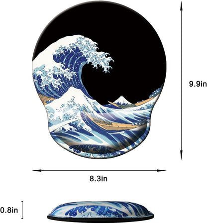 Mouse Pad with Wrist Support, Ergonomic Mouse Pad with Memory Foam Wrist Rest Cushion, Non-Slip Rubber Base Gaming Mice Pad for Home Office Computer Laptop, Flowers Grass
