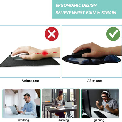 Mouse Pad with Wrist Support, Ergonomic Mouse Pad with Memory Foam Wrist Rest Cushion, Non-Slip Rubber Base Gaming Mice Pad for Home Office Computer Laptop, Flowers Grass