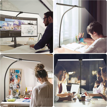 ShineTech LED Desk Lamp for Home Office, Ultra Bright Clamp Light with Flexible Gooseneck, 25 Lighting Modes, Eye-Caring Architect Lamp for Dual Monitors, Reading & Gaming Setup