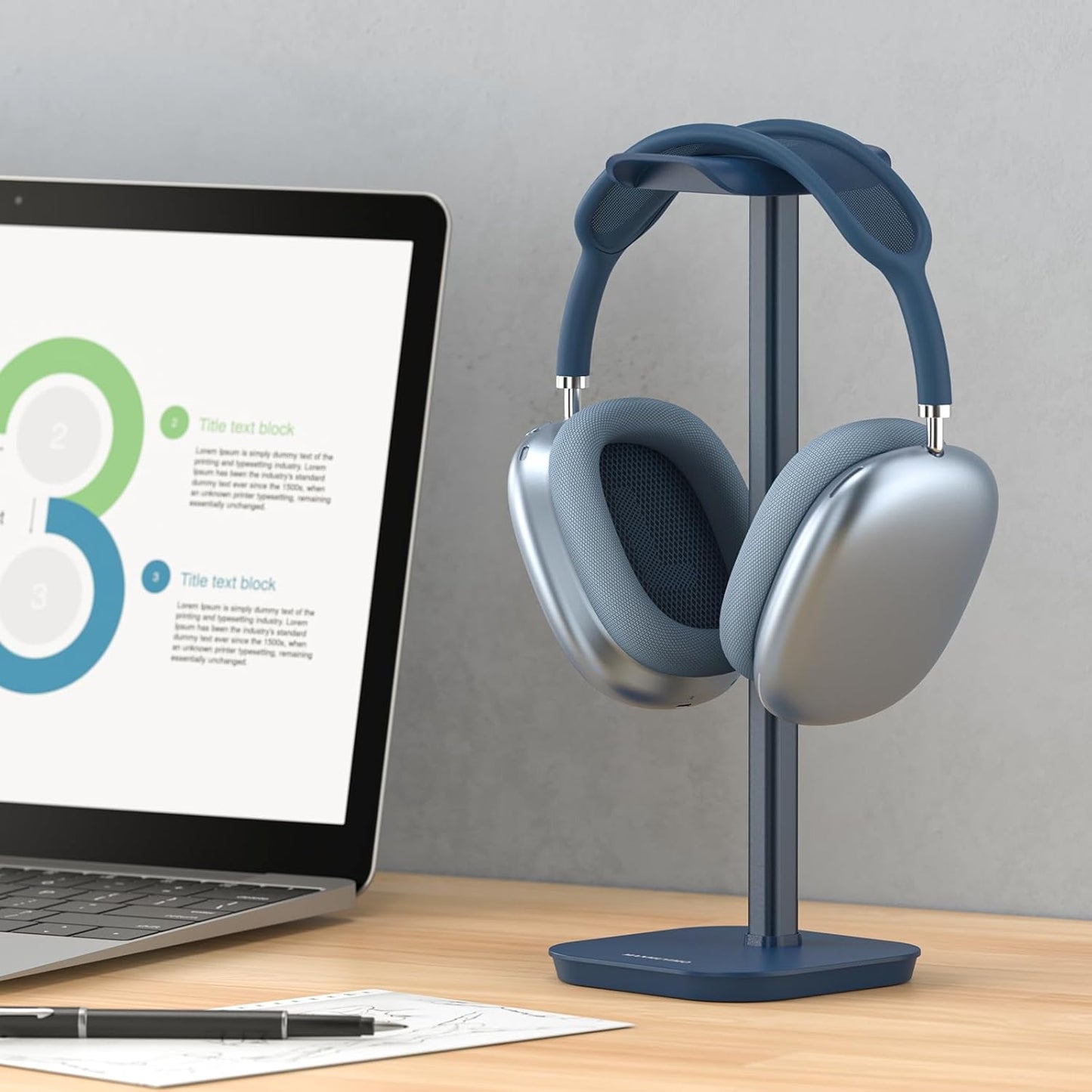 Headphone Stand, Desktop Headset Holder Heavy Base Desk Earphone Stand Aluminum Gaming Headset Hanger Rack Compatible with AirPods Max, AirPods Pro, Sony, Beats, Bose, Razer (White)
