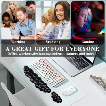 Gel Cloud Keyboard and Mouse Wrist Rest, Cute Wrist Support and Arm Support Keyboard Rest for Keyboard and Mouse Typing Pain Relief，Suitable for Office/Computer/Laptop/Gaming（White）
