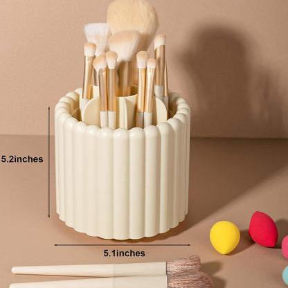 Anyoifax 360 Rotating Makeup Brush Holder 7 Slots Make Up Brush Organizer Removable Spinning Cosmetic Brushes Storage Pen Holder for Vanity, Dresser, Desk, White