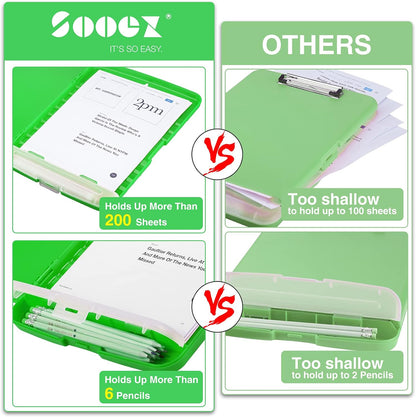 Sooez Clipboard with Storage, Clip Board 8.5 x 11 with Pen Holder, Plastic Organization Case Box for Letter Legal A4 Size Paper, Low Profile Clip, Nurses Teachers Must Haves, School & Office Supplies
