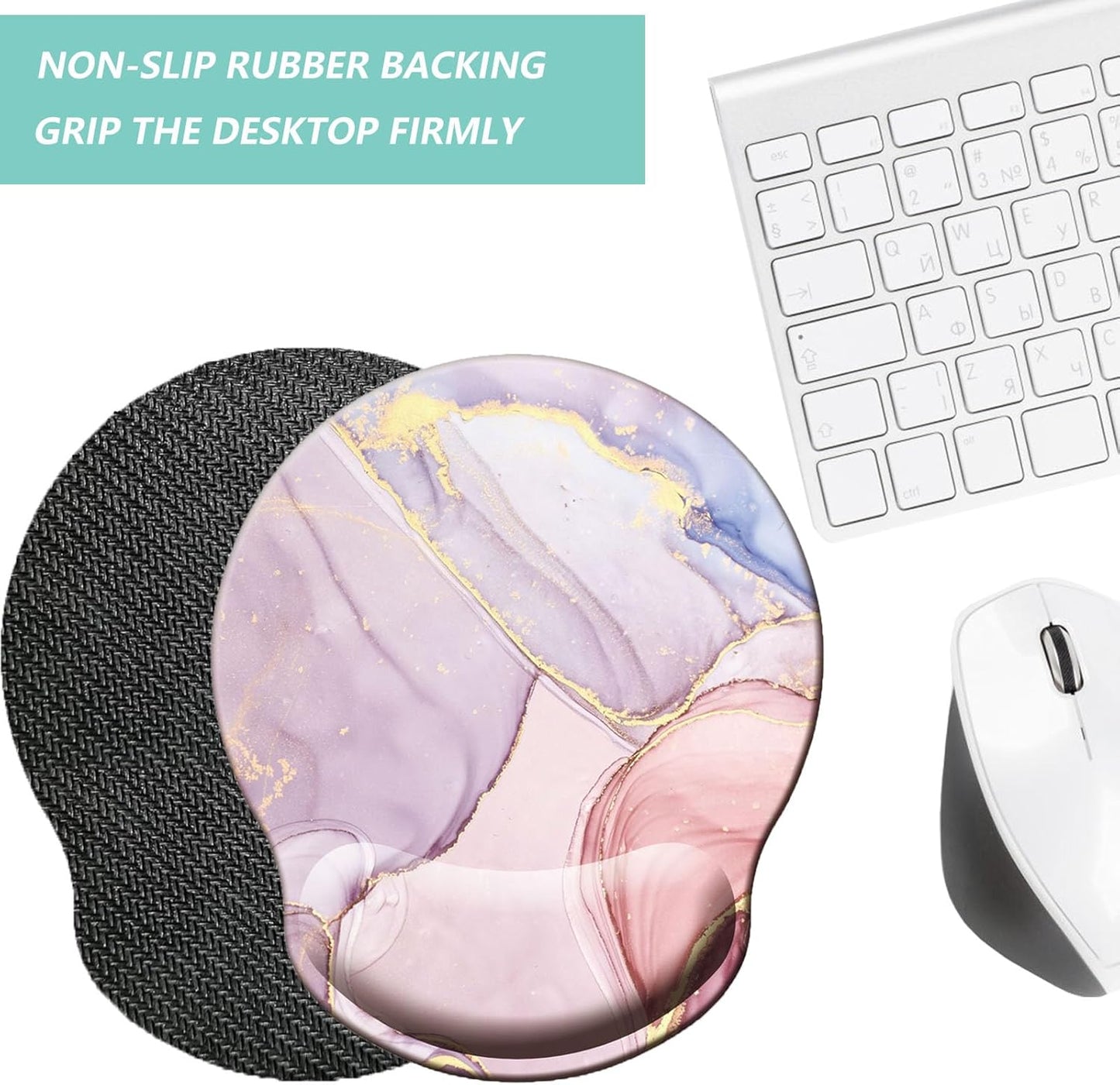Mouse Pad with Wrist Support, Ergonomic Mouse Pad with Memory Foam Wrist Rest Cushion, Non-Slip Rubber Base Gaming Mice Pad for Home Office Computer Laptop, Flowers Grass
