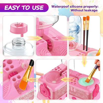Paint Brush Cleaner, Multifunctional Acrylic Face Paint Brush Washing Station Brush Water Cup for All Purpose Oil Watercolor Painting Artist Professional Kit,Gift Art Supplies for Kid Adult