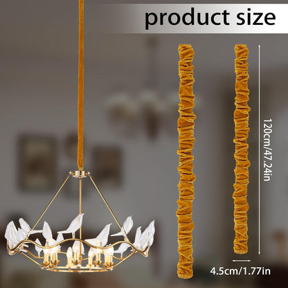 NICENEEDED 2 Pack Chandelier Fabric Cord Cover, White Chandelier Chain Cover Chain Cable Sleeve, Velvet Cloth Fabric Chain Sleeve Cord Hider Cable Management 47.2 inches