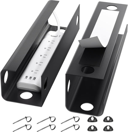 Yecaye 2 Pack Cable Management Under Desk, 31.5 in Under Desk Cable Management Tray,Cord Hider,Cord Organizer, No Screw Wire Management for Office and Home, Black