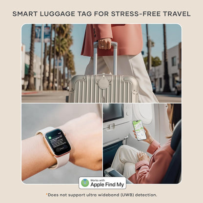 Satechi FindAll Smart Luggage Tag with Find My, TSA-Friendly, Airport Tracking, Left-Behind Alerts, Loud Audible Chime, Wireless Rechargeable, Works with iPhone, iPad, Mac – Desert Rose
